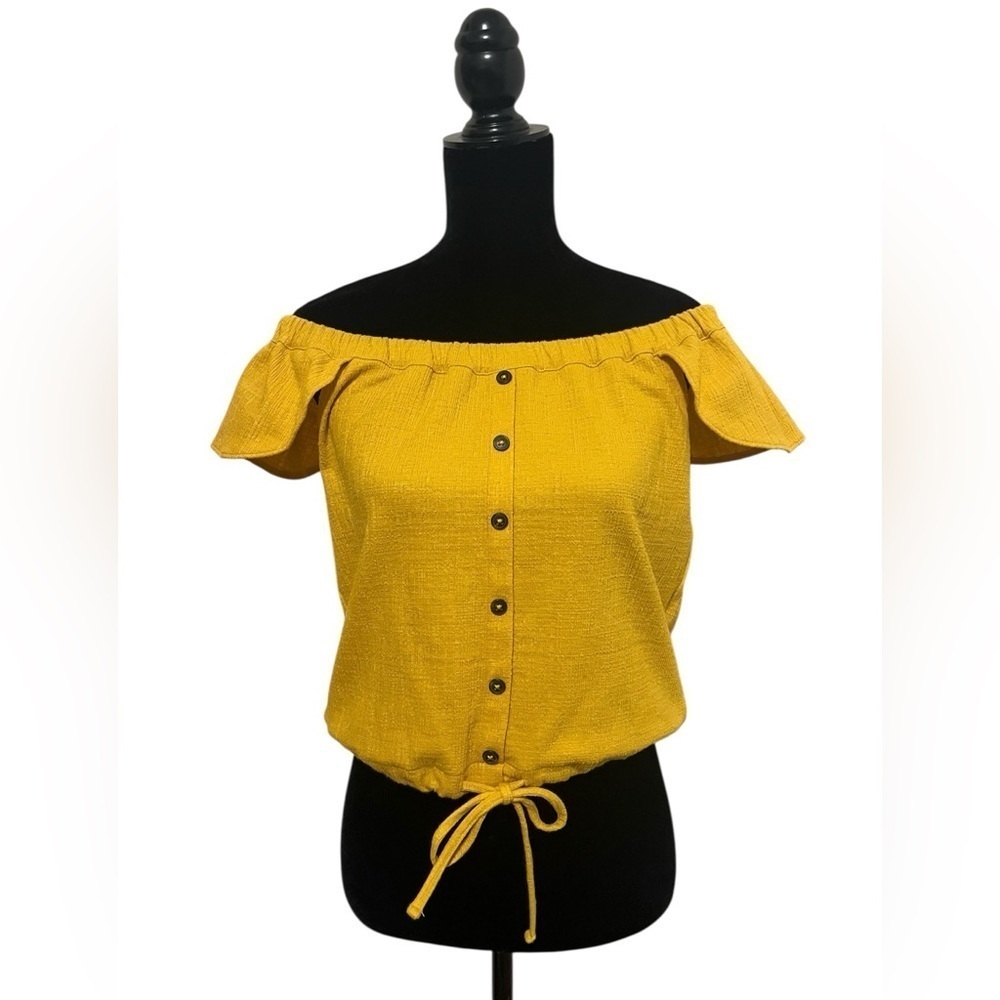 Madewell Texture & Thread Off-the-Shoulder Top Celestial Gold Size S - Picture 5 of 14